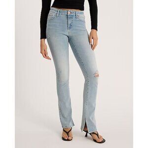 Express Mid Rise Light Wash Ripped Skyscraper Jeans Women’s Size M Regular Flex